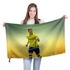 Флаг 3D с принтом Marco Reus , 100% полиэстер | плотность ткани — 95 г/м2, размер — 67 х 109 см. Принт наносится с одной стороны | marco | reus | боруссия | германия | дортмунд | марко