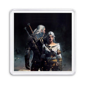 Магнит 55*55 с принтом Geralt and Ciri , Пластик | Размер: 65*65 мм; Размер печати: 55*55 мм | ciri | gerald | roach | wild hunt | witcher | ведьмак | ведьмы | геральд | дикая охота | йен | йеннифер | плотва | цири