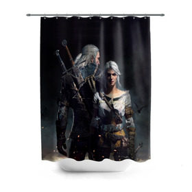 Штора 3D для ванной с принтом Geralt and Ciri , 100% полиэстер | плотность материала — 100 г/м2. Стандартный размер — 146 см х 180 см. По верхнему краю — пластиковые люверсы для креплений. В комплекте 10 пластиковых колец | ciri | gerald | roach | wild hunt | witcher | ведьмак | ведьмы | геральд | дикая охота | йен | йеннифер | плотва | цири