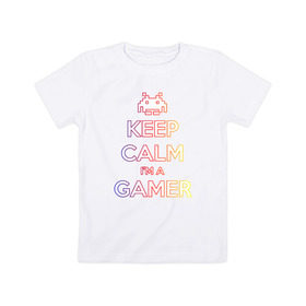 Детская футболка хлопок с принтом KeepCalm im a Gamer | Градиент , 100% хлопок | круглый вырез горловины, полуприлегающий силуэт, длина до линии бедер | csgo | dota2 | game | keepcalm | keepcalm im a gamergamer