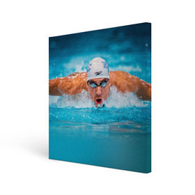 Холст квадратный с принтом Пловец , 100% ПВХ |  | плавание | спорт