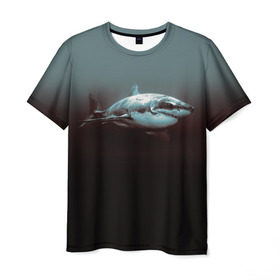 Мужская футболка 3D с принтом Акула , 100% полиэфир | прямой крой, круглый вырез горловины, длина до линии бедер | акула | море | хищник