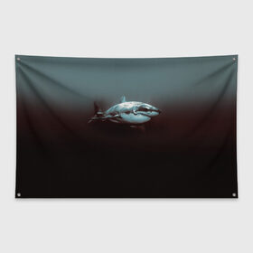 Флаг-баннер с принтом Акула , 100% полиэстер | размер 67 х 109 см, плотность ткани — 95 г/м2; по краям флага есть четыре люверса для крепления | акула | море | хищник