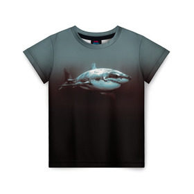 Детская футболка 3D с принтом Акула , 100% гипоаллергенный полиэфир | прямой крой, круглый вырез горловины, длина до линии бедер, чуть спущенное плечо, ткань немного тянется | акула | море | хищник