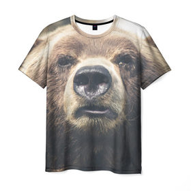Мужская футболка 3D с принтом Русский медведь , 100% полиэфир | прямой крой, круглый вырез горловины, длина до линии бедер | Тематика изображения на принте: медведь | россия | русский | символ | ссср