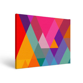 Холст прямоугольный с принтом Разноцветные полигоны , 100% ПВХ |  | абстракция | полигон | ромб | узор | фон | цвет