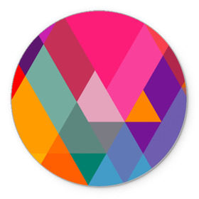 Коврик круглый с принтом Разноцветные полигоны , резина и полиэстер | круглая форма, изображение наносится на всю лицевую часть | абстракция | полигон | ромб | узор | фон | цвет