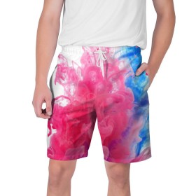 Мужские шорты 3D с принтом Взрыв красок ,  полиэстер 100% | прямой крой, два кармана без застежек по бокам. Мягкая трикотажная резинка на поясе, внутри которой широкие завязки. Длина чуть выше колен | краски | розовый | яркий