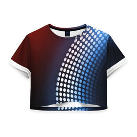 Женская футболка 3D укороченная с принтом Светящиеся круги , 100% полиэстер | круглая горловина, длина футболки до линии талии, рукава с отворотами | светящиеся круги