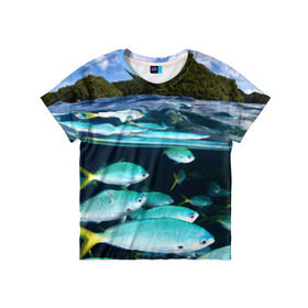Детская футболка 3D с принтом Подводный мир , 100% гипоаллергенный полиэфир | прямой крой, круглый вырез горловины, длина до линии бедер, чуть спущенное плечо, ткань немного тянется | вода | море | океан | природа | рыба | рыбы