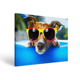Холст прямоугольный с принтом Пес в очках , 100% ПВХ |  | отдых | очки | пес | собака | щенок