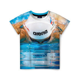 Детская футболка 3D с принтом Пловец , 100% гипоаллергенный полиэфир | прямой крой, круглый вырез горловины, длина до линии бедер, чуть спущенное плечо, ткань немного тянется | плавание | спорт