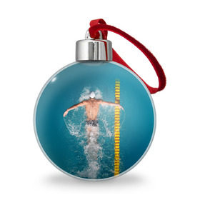 Ёлочный шар с принтом Баттерфляй , Пластик | Диаметр: 77 мм | Тематика изображения на принте: плавание | спорт