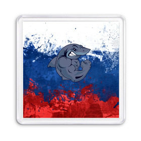 Магнит 55*55 с принтом Акула , Пластик | Размер: 65*65 мм; Размер печати: 55*55 мм | плавание | россия | русский | спорт