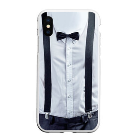 Чехол для iPhone XS Max матовый с принтом Рубашка с подтяжками , Силикон | Область печати: задняя сторона чехла, без боковых панелей | бабочка