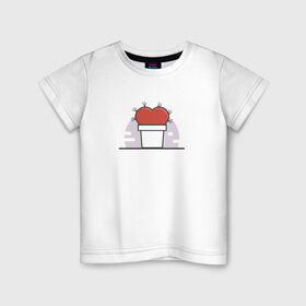 Детская футболка хлопок с принтом Сердце-кактус , 100% хлопок | круглый вырез горловины, полуприлегающий силуэт, длина до линии бедер | кактус | любовь | сердце