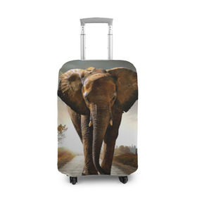 Чехол для чемодана 3D с принтом Дикий слон , 86% полиэфир, 14% спандекс | двустороннее нанесение принта, прорези для ручек и колес | слон