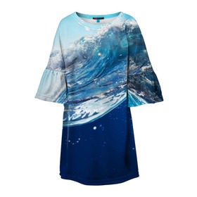 Детское платье 3D с принтом Стихия воды , 100% полиэстер | прямой силуэт, чуть расширенный к низу. Круглая горловина, на рукавах — воланы | Тематика изображения на принте: вода | волна | жидкость | море | океан | стихия