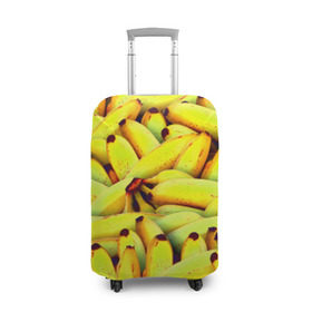 Чехол для чемодана 3D с принтом Банана , 86% полиэфир, 14% спандекс | двустороннее нанесение принта, прорези для ручек и колес | бананы | еда | желтые | популярные | прикольные | фрукты