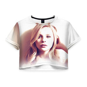 Женская футболка 3D укороченная с принтом Хлоя Грейс Морец , 100% полиэстер | круглая горловина, длина футболки до линии талии, рукава с отворотами | chloe | moretz | волна | кино | пипец