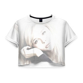 Женская футболка 3D укороченная с принтом Хлоя Морец , 100% полиэстер | круглая горловина, длина футболки до линии талии, рукава с отворотами | chloe | moretz | волна | кино | пипец