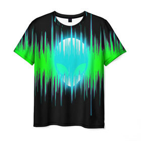 Мужская футболка 3D с принтом Alien , 100% полиэфир | прямой крой, круглый вырез горловины, длина до линии бедер | alien | звук | инопланетянин | клуб | музыка | пришелец