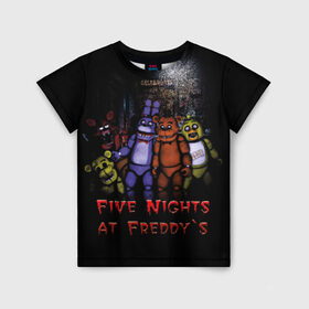 Детская футболка 3D с принтом Five Nights At Freddy`s , 100% гипоаллергенный полиэфир | прямой крой, круглый вырез горловины, длина до линии бедер, чуть спущенное плечо, ткань немного тянется | Тематика изображения на принте: five nights at freddys | five nights at freddys по мотивам игрыfreddy | игры | мишка | фнаф | фредди
