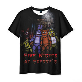 Мужская футболка 3D с принтом Five Nights At Freddy`s , 100% полиэфир | прямой крой, круглый вырез горловины, длина до линии бедер | five nights at freddys | five nights at freddys по мотивам игрыfreddy | игры | мишка | фнаф | фредди