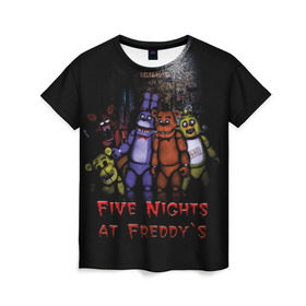 Женская футболка 3D с принтом Five Nights At Freddy`s , 100% полиэфир ( синтетическое хлопкоподобное полотно) | прямой крой, круглый вырез горловины, длина до линии бедер | five nights at freddys | five nights at freddys по мотивам игрыfreddy | игры | мишка | фнаф | фредди