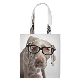 Сумка 3D повседневная с принтом Собака в очках , 100% полиэстер | Плотность: 200 г/м2; Размер: 34×35 см; Высота лямок: 30 см | в очках | дог | животное | очки | прикол | пятнистый | собака | щенок