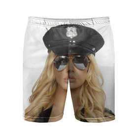 Мужские шорты 3D спортивные с принтом Девушка полицейский ,  |  | блондинка | девушка | кожа | очки | форма | фуражка