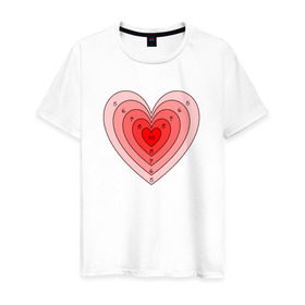 Мужская футболка хлопок с принтом Сердце-мишень , 100% хлопок | прямой крой, круглый вырез горловины, длина до линии бедер, слегка спущенное плечо. | 14 февраля | любовь | мишень | сердце