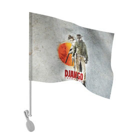 Флаг для автомобиля с принтом Джанго 2 , 100% полиэстер | Размер: 30*21 см | django | unchained | ди каприо | квентин | тарантино
