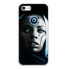 Чехол силиконовый для Телефон Apple iPhone 5/5S с принтом Девушка андроид , Силикон | Область печати: задняя сторона чехла, без боковых панелей | андроид | глаз | девушка | киборг | робот | третий