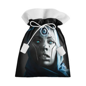 Подарочный 3D мешок с принтом Девушка андроид , 100% полиэстер | Размер: 29*39 см | андроид | глаз | девушка | киборг | робот | третий