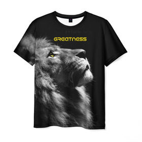 Мужская футболка 3D с принтом Greatness (Величие) , 100% полиэфир | прямой крой, круглый вырез горловины, длина до линии бедер | lion | великий | киска | кот | кошка | лев | сильный