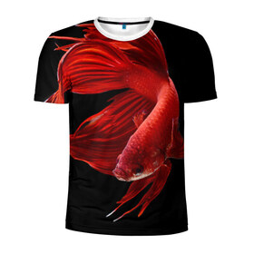 Мужская футболка 3D спортивная с принтом Бойцовая рыбка , 100% полиэстер с улучшенными характеристиками | приталенный силуэт, круглая горловина, широкие плечи, сужается к линии бедра | 