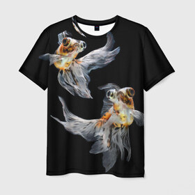 Мужская футболка 3D с принтом Бойцовая рыбка , 100% полиэфир | прямой крой, круглый вырез горловины, длина до линии бедер | аквариумная | бойцовая | красивый | плавники | рыба | рыбка | хвост | япаонская