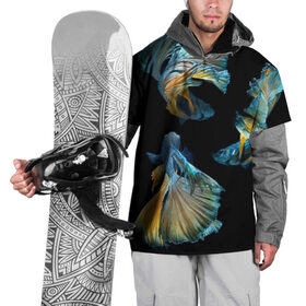 Накидка на куртку 3D с принтом Бойцовая рыбка , 100% полиэстер |  | аквариумная | бойцовая | красивый | плавники | рыба | рыбка | хвост | япаонская
