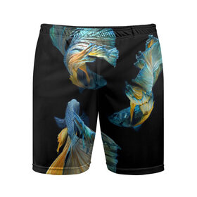 Мужские шорты 3D спортивные с принтом Бойцовая рыбка ,  |  | аквариумная | бойцовая | красивый | плавники | рыба | рыбка | хвост | япаонская