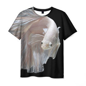 Мужская футболка 3D с принтом Бойцовая рыбка , 100% полиэфир | прямой крой, круглый вырез горловины, длина до линии бедер | аквариумная | бойцовая | красивый | плавники | рыба | рыбка | хвост | япаонская