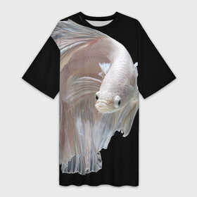Платье-футболка 3D с принтом Бойцовая рыбка ,  |  | аквариумная | бойцовая | красивый | плавники | рыба | рыбка | хвост | япаонская