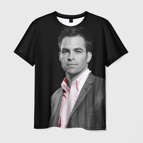 Мужская футболка 3D с принтом Крис Пайн , 100% полиэфир | прямой крой, круглый вырез горловины, длина до линии бедер | celebrity | chris pine | актёр | американский | знаменитость | крис пайн