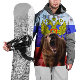 Накидка на куртку 3D с принтом Русский медведь и герб , 100% полиэстер |  | Тематика изображения на принте: герб | медведь | россия | русский | русский медведь