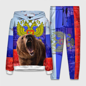 Женский костюм 3D (с толстовкой) с принтом Русский медведь и герб ,  |  | герб | медведь | россия | русский | русский медведь