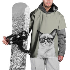Накидка на куртку 3D с принтом Кот - хипстер , 100% полиэстер |  | cat | hipster | кот | кошка | хипстер