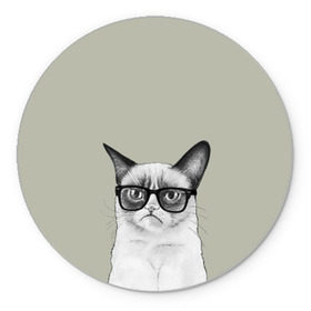 Коврик круглый с принтом Кот - хипстер , резина и полиэстер | круглая форма, изображение наносится на всю лицевую часть | cat | hipster | кот | кошка | хипстер