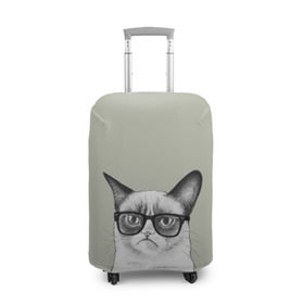 Чехол для чемодана 3D с принтом Кот - хипстер , 86% полиэфир, 14% спандекс | двустороннее нанесение принта, прорези для ручек и колес | cat | hipster | кот | кошка | хипстер