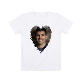 Детская футболка хлопок с принтом Серхио Агуэро - лучший , 100% хлопок | круглый вырез горловины, полуприлегающий силуэт, длина до линии бедер | 