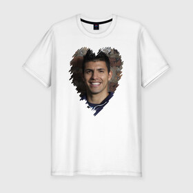 Мужская футболка премиум с принтом Серхио Агуэро - лучший , 92% хлопок, 8% лайкра | приталенный силуэт, круглый вырез ворота, длина до линии бедра, короткий рукав | Тематика изображения на принте: 